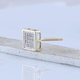 10kt Yellow Gold Round Diamond Square Earrings 1/10 Cttw