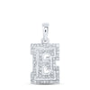 10kt White Gold Womens Round Diamond E Initial Letter Pendant 1/5 Cttw