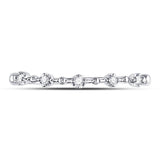 10kt White Gold Womens Round Diamond Bead Dot Stackable Ring 1/20 Cttw