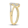 10kt Yellow Gold Womens Round Diamond Triple Heart Ring 1/6 Cttw