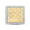 10kt Yellow Gold Mens Round Diamond Nugget Square Ring 7/8 Cttw