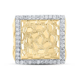 10kt Yellow Gold Mens Round Diamond Nugget Square Ring 7/8 Cttw