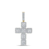 10kt Yellow Gold Mens Baguette Diamond Cross Charm Pendant 2-5/8 Cttw