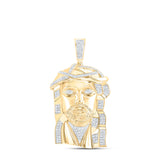 10kt Yellow Gold Mens Round Diamond Jesus Face Charm Pendant 1-1/2 Cttw