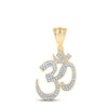 10kt Yellow Gold Mens Round Diamond Om Charm Pendant 1/2 Cttw