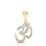 10kt Yellow Gold Mens Round Diamond Om Charm Pendant 1/2 Cttw