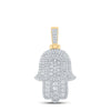 10kt Yellow Gold Mens Round Diamond Hamsa Charm Pendant 1 Cttw