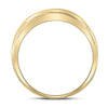 10kt Yellow Gold Mens Round Diamond Wedding 2-Row Band Ring 1/4 Cttw