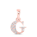 10kt Rose Gold Womens Round Diamond G Initial Letter Pendant 1/20 Cttw