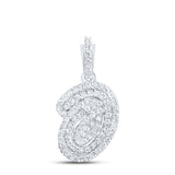 10kt White Gold Womens Round Diamond O Initial Letter Pendant 1/5 Cttw