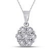 10kt White Gold Womens Round Diamond Cluster Pendant 1/20 Cttw