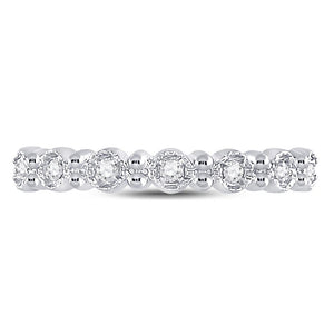 10kt White Gold Womens Round Diamond Stackable Band Ring 1/10 Cttw