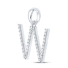 14kt White Gold Womens Round Diamond W Initial Letter Pendant 1/4 Cttw