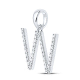 14kt White Gold Womens Round Diamond W Initial Letter Pendant 1/4 Cttw