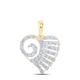 10kt Yellow Gold Womens Round Diamond Heart Pendant 1/2 Cttw