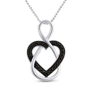 Sterling Silver Womens Round Black Color Enhanced Diamond Heart Pendant .01 Cttw