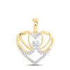 10kt Yellow Gold Womens Round Diamond Butterfly Heart Pendant 1/8 Cttw