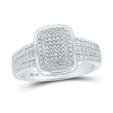 10kt White Gold Womens Round Diamond Cluster Ring 1/10 Cttw