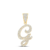 10kt Yellow Gold Mens Round Diamond G Initial Letter Pendant 7/8 Cttw