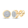 10kt Yellow Gold Womens Round Diamond Circle Earrings 1/20 Cttw