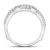 14kt White Gold Womens Round Diamond Wrap Ring Guard Enhancer 1/3 Cttw