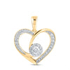 10kt Yellow Gold Womens Round Diamond Heart Pendant 3/8 Cttw