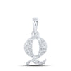 10kt White Gold Womens Round Diamond Q Initial Letter Pendant 1/10 Cttw