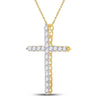 14kt Yellow Gold Womens Round Diamond Cross Pendant 1-1/2 Cttw