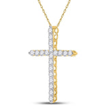 14kt Yellow Gold Womens Round Diamond Cross Pendant 1-1/2 Cttw