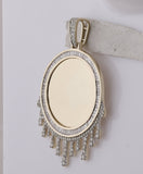 10kt Yellow Gold Mens Baguette Diamond Dripping Circle Picture Memory Pendant 1-7/8 Cttw