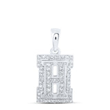 10kt White Gold Womens Round Diamond H Initial Letter Pendant 1/5 Cttw