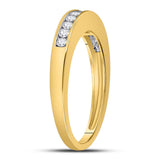 14kt Yellow Gold Womens Round Channel-set Diamond Single Row Wedding Band 1/4 Cttw