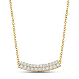 14kt Yellow Gold Womens Round Diamond Curved Bar Necklace 1 Cttw