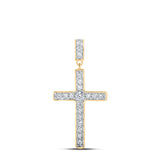 10kt Yellow Gold Womens Round Diamond Cross Pendant 1/2 Cttw