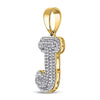 10kt Yellow Gold Mens Round Diamond Initial J Letter Charm Pendant 1/2 Cttw