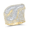 10kt Two-tone Gold Mens Baguette Diamond T Initial Letter Ring 7-3/4 Cttw