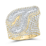 10kt Two-tone Gold Mens Baguette Diamond T Initial Letter Ring 7-3/4 Cttw