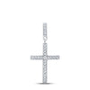 10kt White Gold Womens Round Diamond Cross Pendant 1/10 Cttw