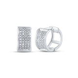 Sterling Silver Diamond Unisex Mens Womens Huggie Hoop Earrings 1/6 Cttw