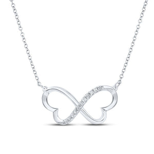 Sterling Silver Womens Round Diamond 18-inch Infinity Heart Necklace 1/12 Cttw
