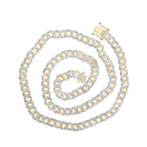 10kt Yellow Gold Mens Round Diamond 18-inch Cuban Link Chain Necklace 3-1/3 Cttw