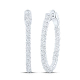 10kt White Gold Womens Round Diamond Hoop Earrings 2 Cttw