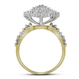 10kt Yellow Gold Womens Round Diamond Marquise-shape Cluster Ring 1 Cttw