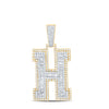 14kt Two-tone Gold Mens Baguette Diamond H Initial Letter Charm Pendant 2 Cttw