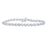 Sterling Silver Womens Round Diamond Fashion Bracelet 1/10 Cttw