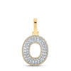 10kt Yellow Gold Mens Baguette Diamond O Initial Letter Charm Pendant 1/2 Cttw