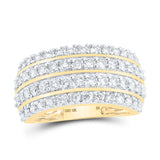 10kt Yellow Gold Womens Round Diamond 4-Row Band Ring 1-5/8 Cttw