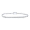 Sterling Silver Womens Round Diamond 7-inch Fashion Bracelet 1 Cttw