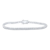 Sterling Silver Womens Round Diamond 7-inch Fashion Bracelet 1 Cttw