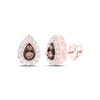 10kt Rose Gold Womens Round Brown Diamond Teardrop Earrings 1/3 Cttw